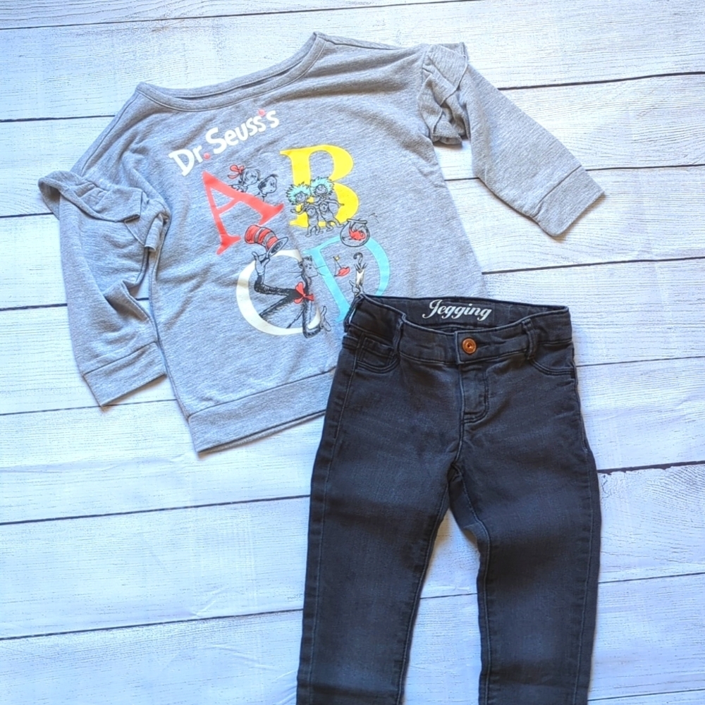 Dr. Seuss & Black Jegging Outfit Bundle - Girls Size 5